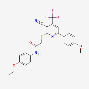 molecular formula C24H20F3N3O3S B11594208 2-{[3-cyano-6-(4-methoxyphenyl)-4-(trifluoromethyl)pyridin-2-yl]sulfanyl}-N-(4-ethoxyphenyl)acetamide 