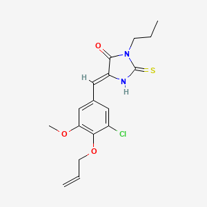 molecular formula C17H19ClN2O3S B11594237 (5Z)-5-[3-chloro-5-methoxy-4-(prop-2-en-1-yloxy)benzylidene]-3-propyl-2-thioxoimidazolidin-4-one 