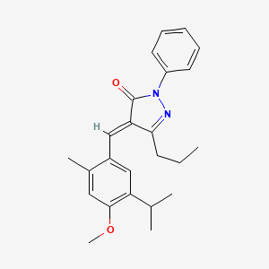 molecular formula C24H28N2O2 B11594249 (4E)-4-[4-methoxy-2-methyl-5-(propan-2-yl)benzylidene]-2-phenyl-5-propyl-2,4-dihydro-3H-pyrazol-3-one 