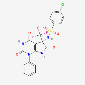 4-chloro-N-[4-hydroxy-2,6-dioxo-1-phenyl-5-(trifluoromethyl)-2,5,6,7-tetrahydro-1H-pyrrolo[2,3-d]pyrimidin-5-yl]benzenesulfonamide