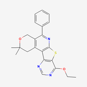 13-ethoxy-4,4-dimethyl-8-phenyl-5-oxa-11-thia-9,14,16-triazatetracyclo[8.7.0.02,7.012,17]heptadeca-1(10),2(7),8,12(17),13,15-hexaene