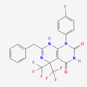 molecular formula C21H13F7N4O2 B11594343 7-benzyl-1-(4-fluorophenyl)-4-hydroxy-5,5-bis(trifluoromethyl)-5,8-dihydropyrimido[4,5-d]pyrimidin-2(1H)-one 