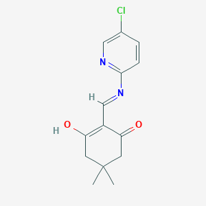 molecular formula C14H15ClN2O2 B11594349 2-{[(5-Chloropyridin-2-yl)amino]methylidene}-5,5-dimethylcyclohexane-1,3-dione 