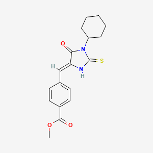 molecular formula C18H20N2O3S B11594356 methyl 4-[(Z)-(1-cyclohexyl-5-oxo-2-thioxoimidazolidin-4-ylidene)methyl]benzoate 