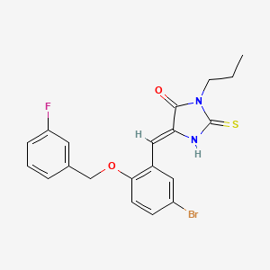 molecular formula C20H18BrFN2O2S B11594364 (5Z)-5-{5-bromo-2-[(3-fluorobenzyl)oxy]benzylidene}-3-propyl-2-thioxoimidazolidin-4-one 