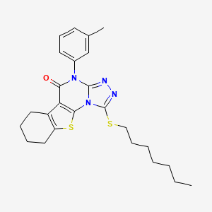 1-(heptylsulfanyl)-4-(3-methylphenyl)-6,7,8,9-tetrahydro[1]benzothieno[3,2-e][1,2,4]triazolo[4,3-a]pyrimidin-5(4H)-one