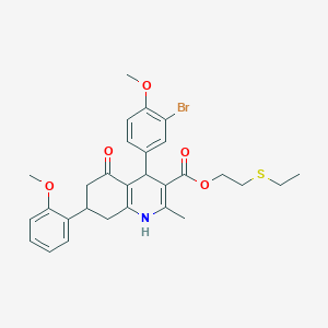 2-(Ethylsulfanyl)ethyl 4-(3-bromo-4-methoxyphenyl)-7-(2-methoxyphenyl)-2-methyl-5-oxo-1,4,5,6,7,8-hexahydroquinoline-3-carboxylate