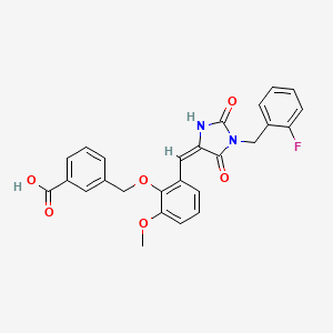 3-[(2-{(E)-[1-(2-fluorobenzyl)-2,5-dioxoimidazolidin-4-ylidene]methyl}-6-methoxyphenoxy)methyl]benzoic acid