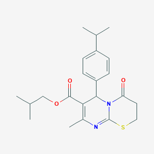 2-methylpropyl 8-methyl-4-oxo-6-[4-(propan-2-yl)phenyl]-2H,3H,4H,6H-pyrimido[2,1-b][1,3]thiazine-7-carboxylate