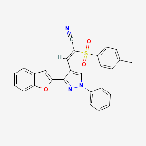 (2Z)-3-[3-(1-benzofuran-2-yl)-1-phenyl-1H-pyrazol-4-yl]-2-[(4-methylphenyl)sulfonyl]prop-2-enenitrile