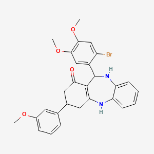 molecular formula C28H27BrN2O4 B11594460 11-(2-bromo-4,5-dimethoxyphenyl)-3-(3-methoxyphenyl)-2,3,4,5,10,11-hexahydro-1H-dibenzo[b,e][1,4]diazepin-1-one 