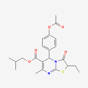 2-methylpropyl 5-[4-(acetyloxy)phenyl]-2-ethyl-7-methyl-3-oxo-2,3-dihydro-5H-[1,3]thiazolo[3,2-a]pyrimidine-6-carboxylate