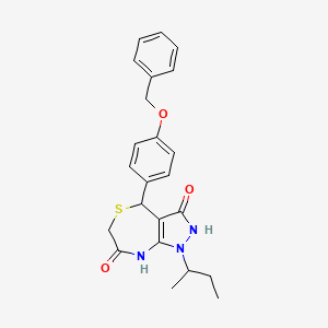 molecular formula C23H25N3O3S B11594520 4-[4-(benzyloxy)phenyl]-1-(butan-2-yl)-3-hydroxy-4,8-dihydro-1H-pyrazolo[3,4-e][1,4]thiazepin-7(6H)-one 