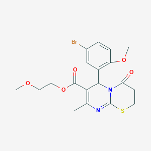 molecular formula C19H21BrN2O5S B11594533 2-methoxyethyl 6-(5-bromo-2-methoxyphenyl)-8-methyl-4-oxo-3,4-dihydro-2H,6H-pyrimido[2,1-b][1,3]thiazine-7-carboxylate CAS No. 609795-23-5