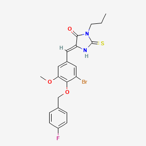 molecular formula C21H20BrFN2O3S B11594534 (5Z)-5-({3-Bromo-4-[(4-fluorophenyl)methoxy]-5-methoxyphenyl}methylidene)-3-propyl-2-sulfanylideneimidazolidin-4-one 