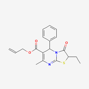 molecular formula C19H20N2O3S B11594535 Allyl 2-ethyl-7-methyl-3-oxo-5-phenyl-3,5-dihydro-2H-thiazolo[3,2-a]pyrimidine-6-carboxylate CAS No. 617694-06-1