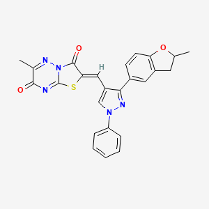 (2Z)-6-methyl-2-{[3-(2-methyl-2,3-dihydro-1-benzofuran-5-yl)-1-phenyl-1H-pyrazol-4-yl]methylidene}-7H-[1,3]thiazolo[3,2-b][1,2,4]triazine-3,7(2H)-dione