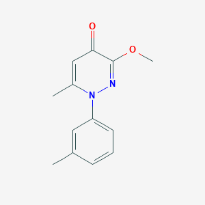 molecular formula C13H14N2O2 B115946 4(1H)-Pyridazinone, 3-methoxy-6-methyl-1-(3-methylphenyl)- CAS No. 146824-86-4