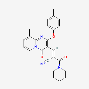 (2E)-3-[9-methyl-2-(4-methylphenoxy)-4-oxo-4H-pyrido[1,2-a]pyrimidin-3-yl]-2-(piperidin-1-ylcarbonyl)prop-2-enenitrile