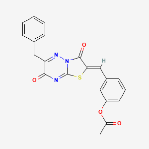 3-[(Z)-(6-benzyl-3,7-dioxo-7H-[1,3]thiazolo[3,2-b][1,2,4]triazin-2(3H)-ylidene)methyl]phenyl acetate