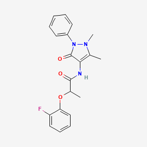 molecular formula C20H20FN3O3 B11594646 N-(1,5-dimethyl-3-oxo-2-phenyl-2,3-dihydro-1H-pyrazol-4-yl)-2-(2-fluorophenoxy)propanamide 