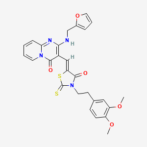 3-((Z)-{3-[2-(3,4-dimethoxyphenyl)ethyl]-4-oxo-2-thioxo-1,3-thiazolidin-5-ylidene}methyl)-2-[(2-furylmethyl)amino]-4H-pyrido[1,2-a]pyrimidin-4-one