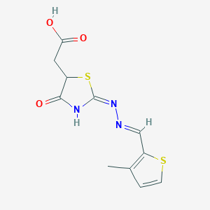 [(2E)-2-{(2E)-[(3-methylthiophen-2-yl)methylidene]hydrazinylidene}-4-oxo-1,3-thiazolidin-5-yl]acetic acid