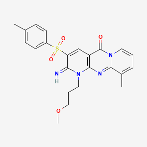 6-imino-7-(3-methoxypropyl)-11-methyl-5-(4-methylphenyl)sulfonyl-1,7,9-triazatricyclo[8.4.0.03,8]tetradeca-3(8),4,9,11,13-pentaen-2-one