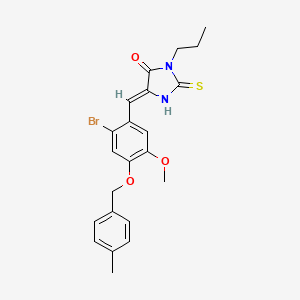 molecular formula C22H23BrN2O3S B11594693 (5Z)-5-({2-Bromo-5-methoxy-4-[(4-methylphenyl)methoxy]phenyl}methylidene)-3-propyl-2-sulfanylideneimidazolidin-4-one 