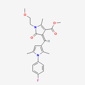 molecular formula C23H25FN2O4 B11594711 methyl (4Z)-4-{[1-(4-fluorophenyl)-2,5-dimethyl-1H-pyrrol-3-yl]methylidene}-1-(2-methoxyethyl)-2-methyl-5-oxo-4,5-dihydro-1H-pyrrole-3-carboxylate 