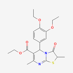 molecular formula C21H26N2O5S B11594750 ethyl 5-(3,4-diethoxyphenyl)-2,7-dimethyl-3-oxo-2,3-dihydro-5H-[1,3]thiazolo[3,2-a]pyrimidine-6-carboxylate 