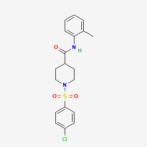 molecular formula C19H21ClN2O3S B11594769 1-[(4-chlorophenyl)sulfonyl]-N-(2-methylphenyl)piperidine-4-carboxamide 