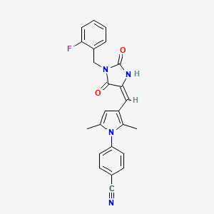 4-(3-{(E)-[1-(2-fluorobenzyl)-2,5-dioxoimidazolidin-4-ylidene]methyl}-2,5-dimethyl-1H-pyrrol-1-yl)benzonitrile