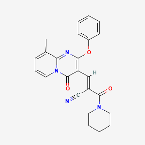 (2E)-3-(9-methyl-4-oxo-2-phenoxy-4H-pyrido[1,2-a]pyrimidin-3-yl)-2-(piperidin-1-ylcarbonyl)prop-2-enenitrile