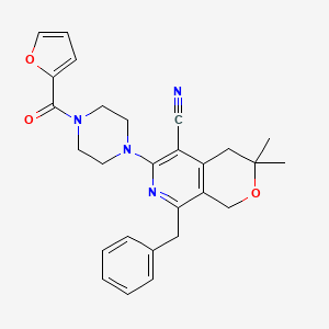 8-benzyl-6-[4-(furan-2-ylcarbonyl)piperazin-1-yl]-3,3-dimethyl-3,4-dihydro-1H-pyrano[3,4-c]pyridine-5-carbonitrile