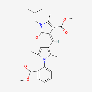 molecular formula C26H30N2O5 B11594829 methyl (4Z)-4-({1-[2-(methoxycarbonyl)phenyl]-2,5-dimethyl-1H-pyrrol-3-yl}methylidene)-2-methyl-1-(2-methylpropyl)-5-oxo-4,5-dihydro-1H-pyrrole-3-carboxylate 