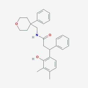 molecular formula C29H33NO3 B11594851 3-(2-hydroxy-3,4-dimethylphenyl)-3-phenyl-N-[(4-phenyloxan-4-yl)methyl]propanamide 