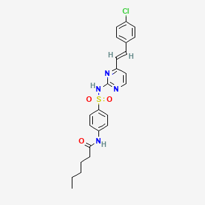 N-[4-({4-[(E)-2-(4-chlorophenyl)ethenyl]pyrimidin-2-yl}sulfamoyl)phenyl]hexanamide