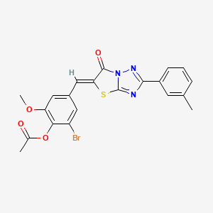 molecular formula C21H16BrN3O4S B11594904 2-bromo-6-methoxy-4-{(Z)-[2-(3-methylphenyl)-6-oxo[1,3]thiazolo[3,2-b][1,2,4]triazol-5(6H)-ylidene]methyl}phenyl acetate 