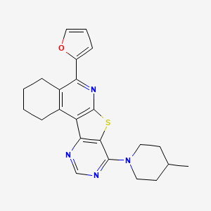 8-(furan-2-yl)-13-(4-methylpiperidin-1-yl)-11-thia-9,14,16-triazatetracyclo[8.7.0.02,7.012,17]heptadeca-1,7,9,12,14,16-hexaene