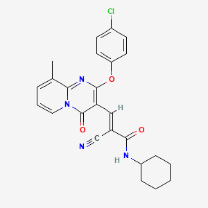 (2E)-3-[2-(4-chlorophenoxy)-9-methyl-4-oxo-4H-pyrido[1,2-a]pyrimidin-3-yl]-2-cyano-N-cyclohexylprop-2-enamide