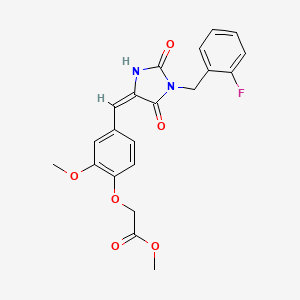 molecular formula C21H19FN2O6 B11594988 methyl (4-{(E)-[1-(2-fluorobenzyl)-2,5-dioxoimidazolidin-4-ylidene]methyl}-2-methoxyphenoxy)acetate 