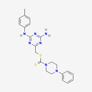 molecular formula C22H25N7S2 B11594996 {4-Amino-6-[(4-methylphenyl)amino]-1,3,5-triazin-2-yl}methyl 4-phenylpiperazine-1-carbodithioate 