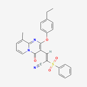 molecular formula C26H21N3O4S B11595015 (2E)-3-[2-(4-ethylphenoxy)-9-methyl-4-oxo-4H-pyrido[1,2-a]pyrimidin-3-yl]-2-(phenylsulfonyl)prop-2-enenitrile 