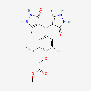 methyl {4-[bis(5-hydroxy-3-methyl-1H-pyrazol-4-yl)methyl]-2-chloro-6-methoxyphenoxy}acetate