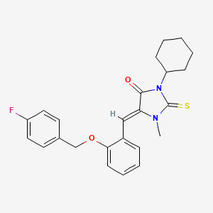 (5Z)-3-cyclohexyl-5-{2-[(4-fluorobenzyl)oxy]benzylidene}-1-methyl-2-thioxoimidazolidin-4-one