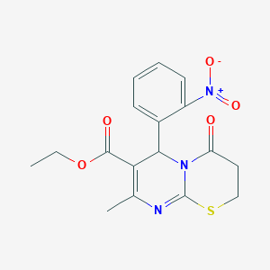 ethyl 8-methyl-6-(2-nitrophenyl)-4-oxo-2H,3H,4H,6H-pyrimido[2,1-b][1,3]thiazine-7-carboxylate