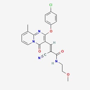 (2E)-3-[2-(4-chlorophenoxy)-9-methyl-4-oxo-4H-pyrido[1,2-a]pyrimidin-3-yl]-2-cyano-N-(2-methoxyethyl)prop-2-enamide