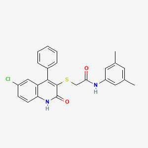 2-[(6-chloro-2-oxo-4-phenyl-1,2-dihydroquinolin-3-yl)sulfanyl]-N-(3,5-dimethylphenyl)acetamide