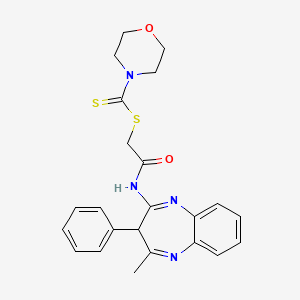 molecular formula C23H24N4O2S2 B11595098 2-[(4-methyl-3-phenyl-3H-1,5-benzodiazepin-2-yl)amino]-2-oxoethyl morpholine-4-carbodithioate 